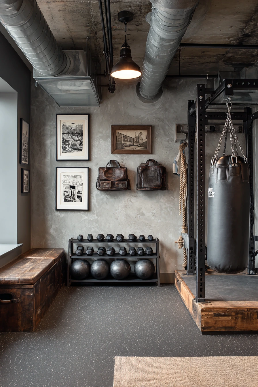 Basement Gym Ideas with Industrial Style image 1