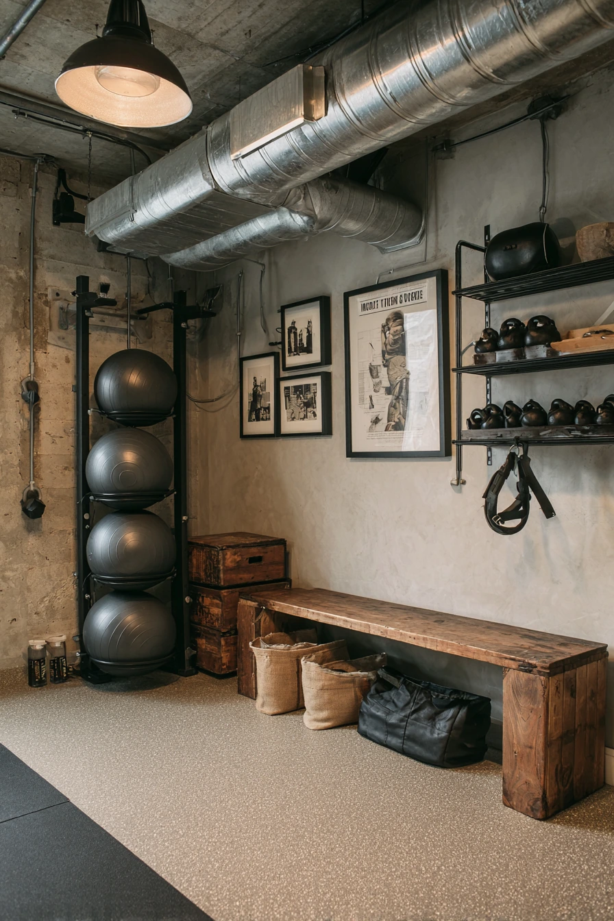 Basement Gym Ideas with Industrial Style image 2