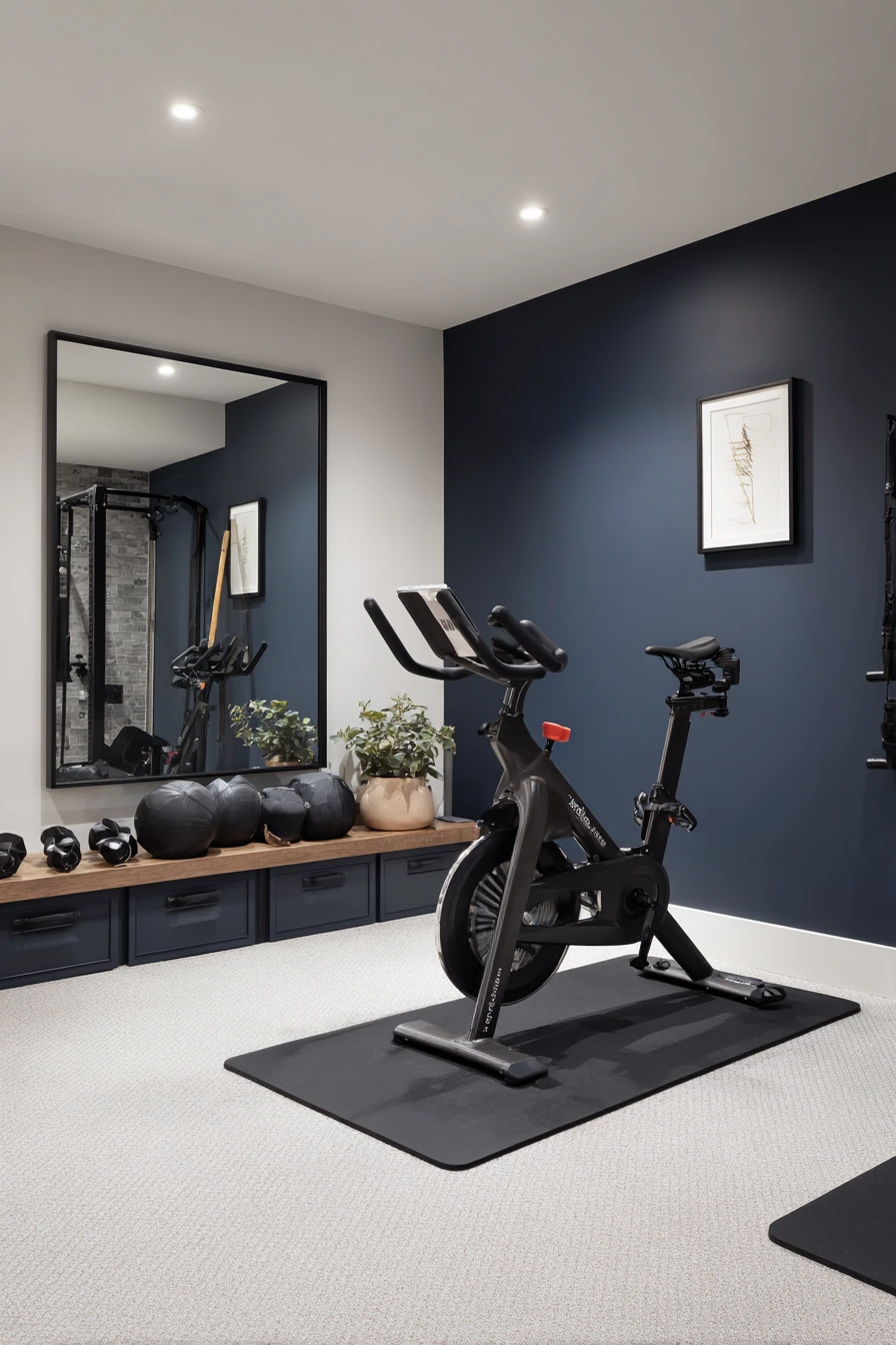 Basement Gym Ideas with High-End Home Studio Look image 2
