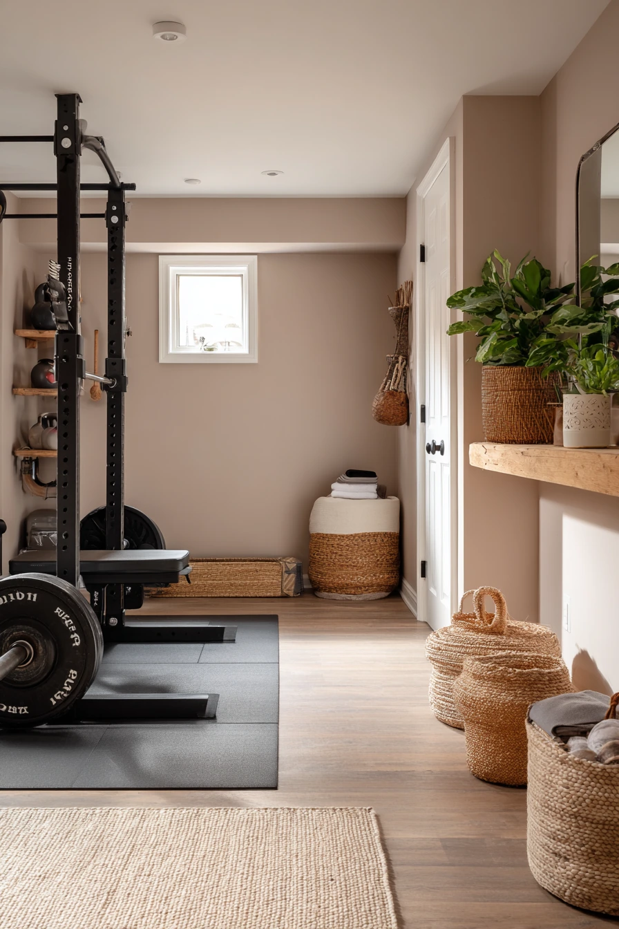 Basement Gym Ideas with a Home Yoga Corner image 1