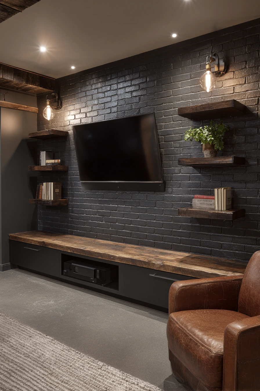 Industrial Basement TV Feature Wall image 1