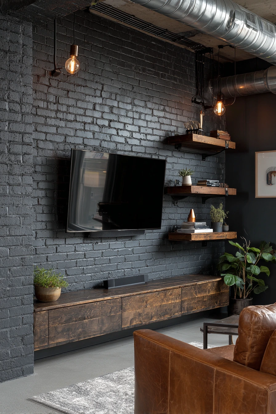 Industrial Basement TV Feature Wall image 2