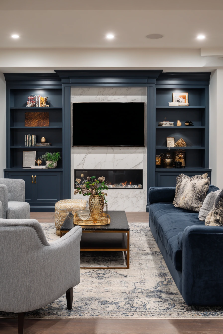 Luxury Basement TV Wall With Built-Ins image 2