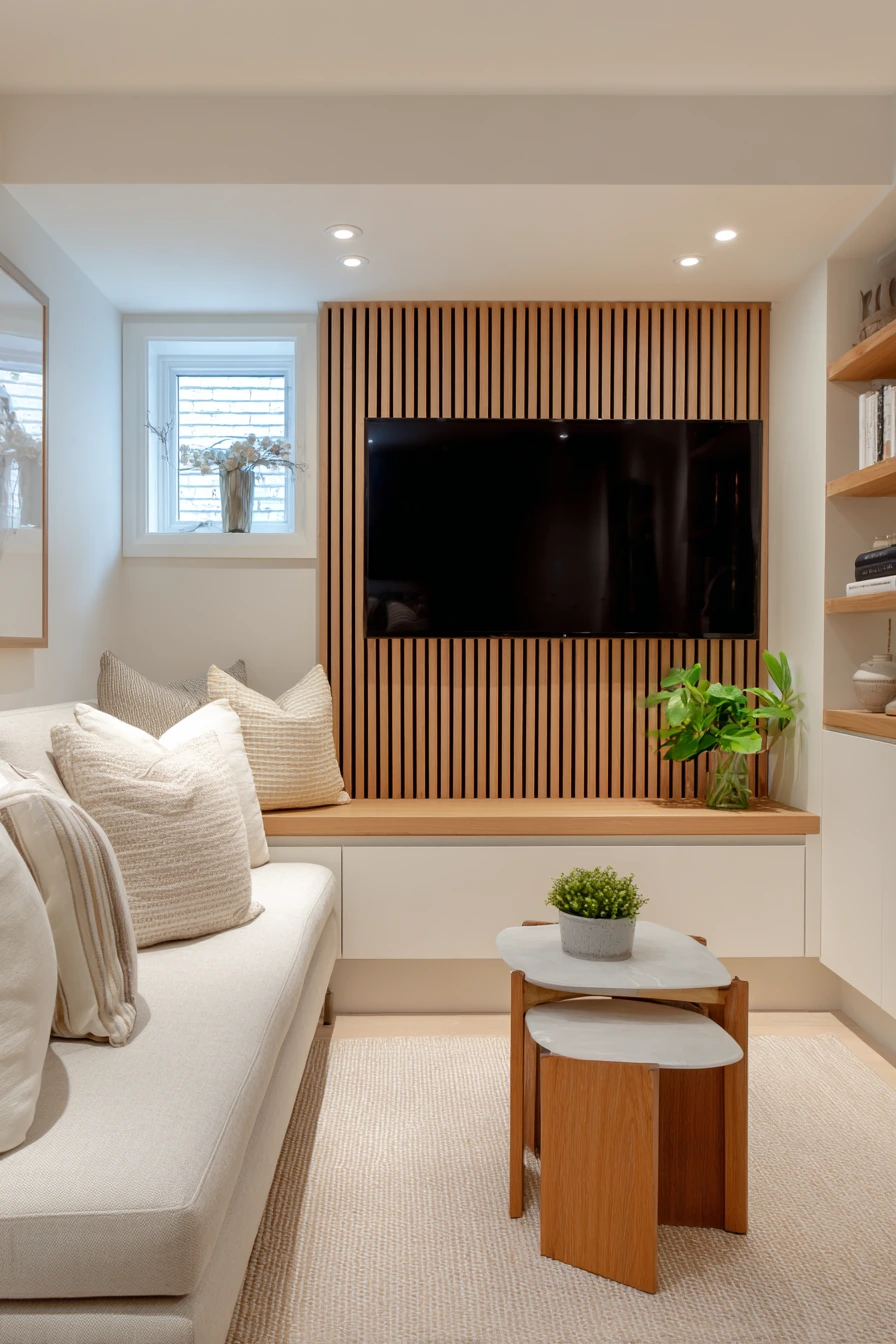 Compact Basement TV Wall for Small Spaces image 2