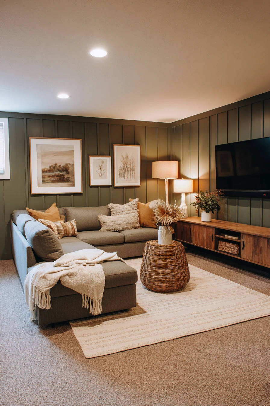 Cozy Entertainment Wall With Decor Layers image 1