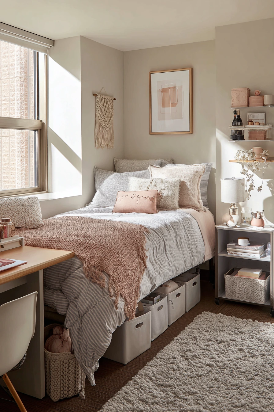 Preppy Storage-Focused Dorm image 1