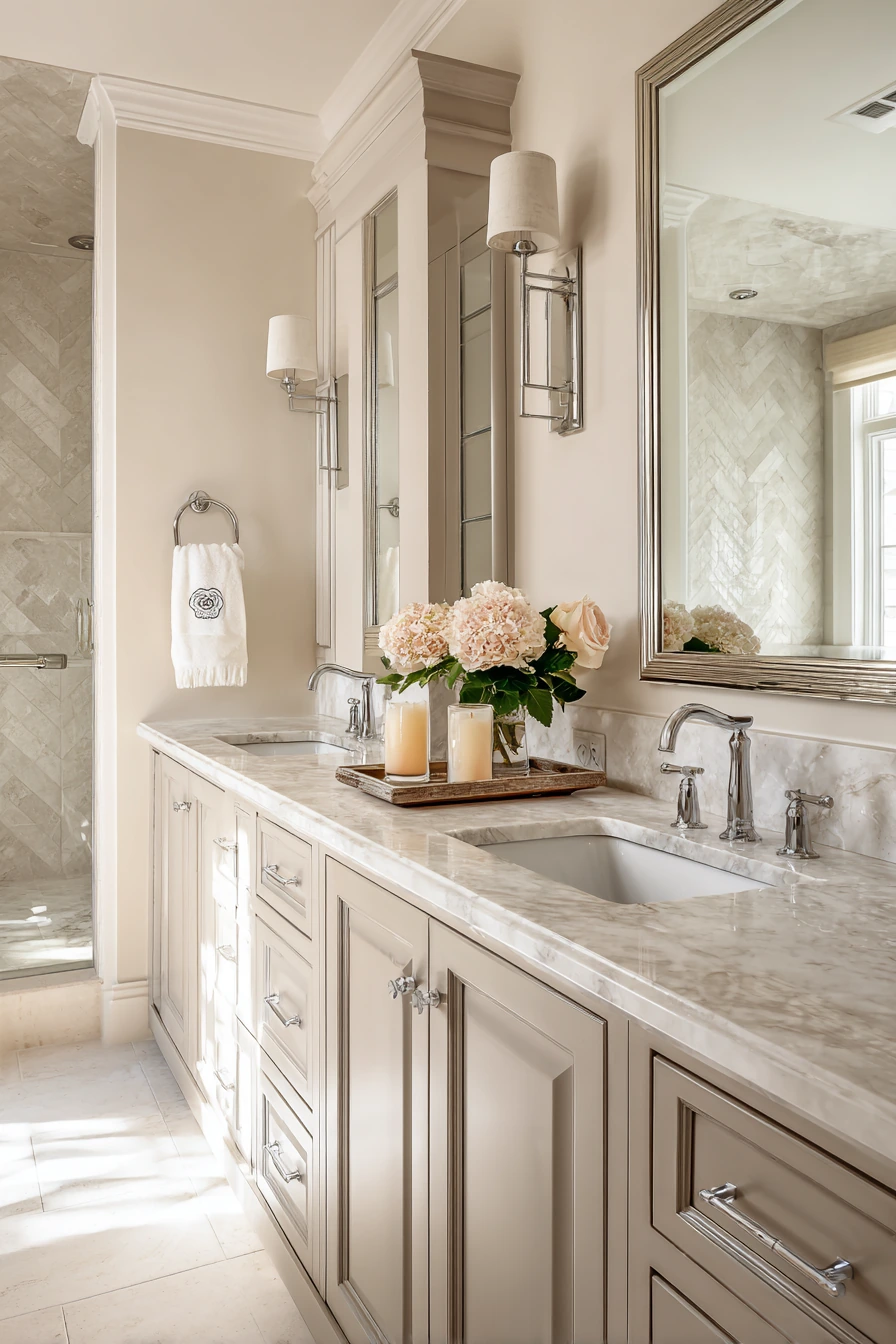 Luxurious Jack and Jill Bathroom with Marble Vanity image 1
