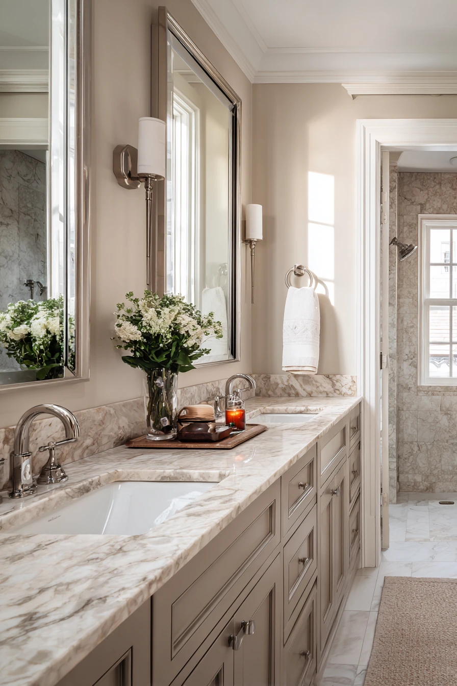 Luxurious Jack and Jill Bathroom with Marble Vanity image 2