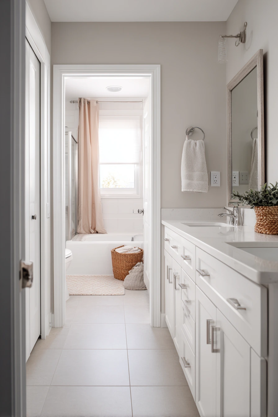 Classic Jack and Jill Bathroom with Shared Vanity image 2