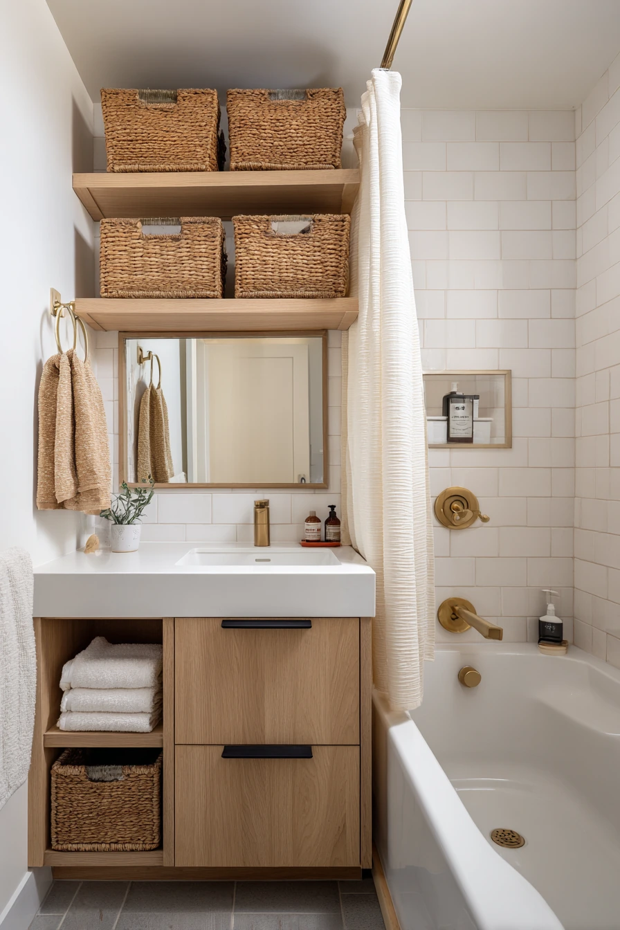 Small Jack and Jill Bathroom with Smart Storage image 1