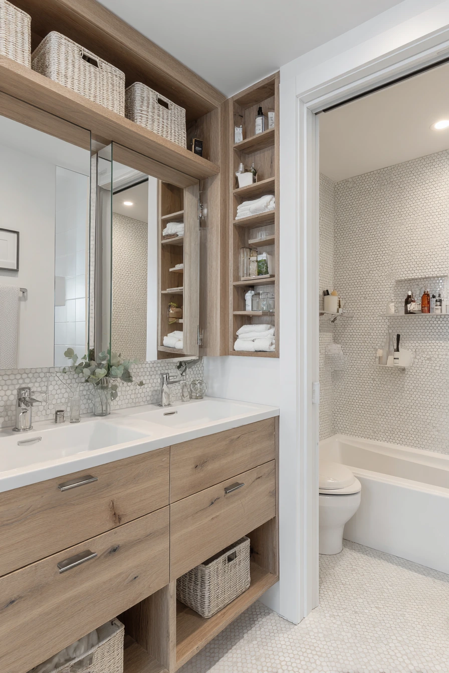 Small Jack and Jill Bathroom with Smart Storage image 2