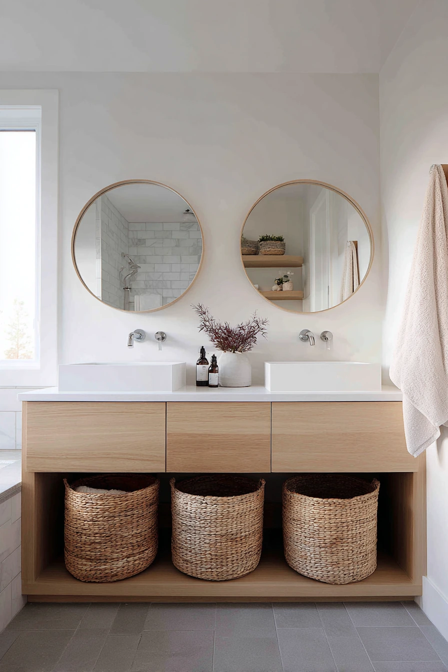 Natural Scandinavian Jack and Jill Bathroom image 1