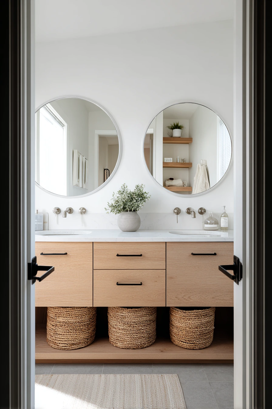 Natural Scandinavian Jack and Jill Bathroom image 2