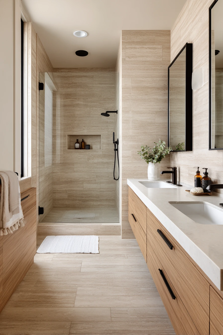 Modern Jack and Jill Bathroom with Floating Vanity image 1
