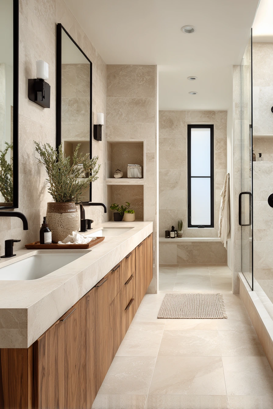 Modern Jack and Jill Bathroom with Floating Vanity image 2