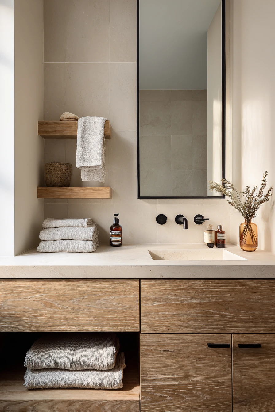 Minimal Teen Bathroom with Neutral Palette image 2