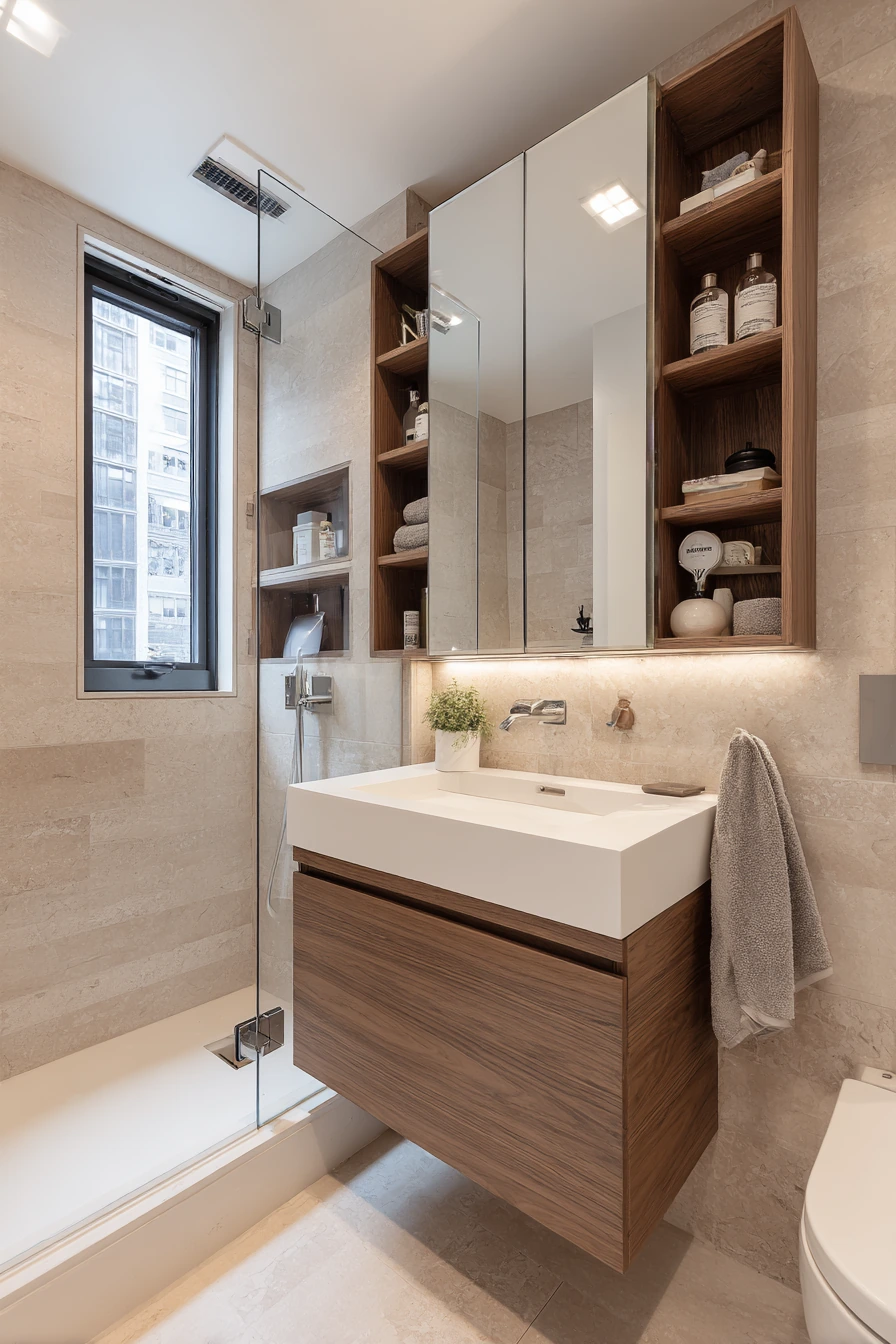 Small Teen Bathroom with Space-Saving Layout image 1