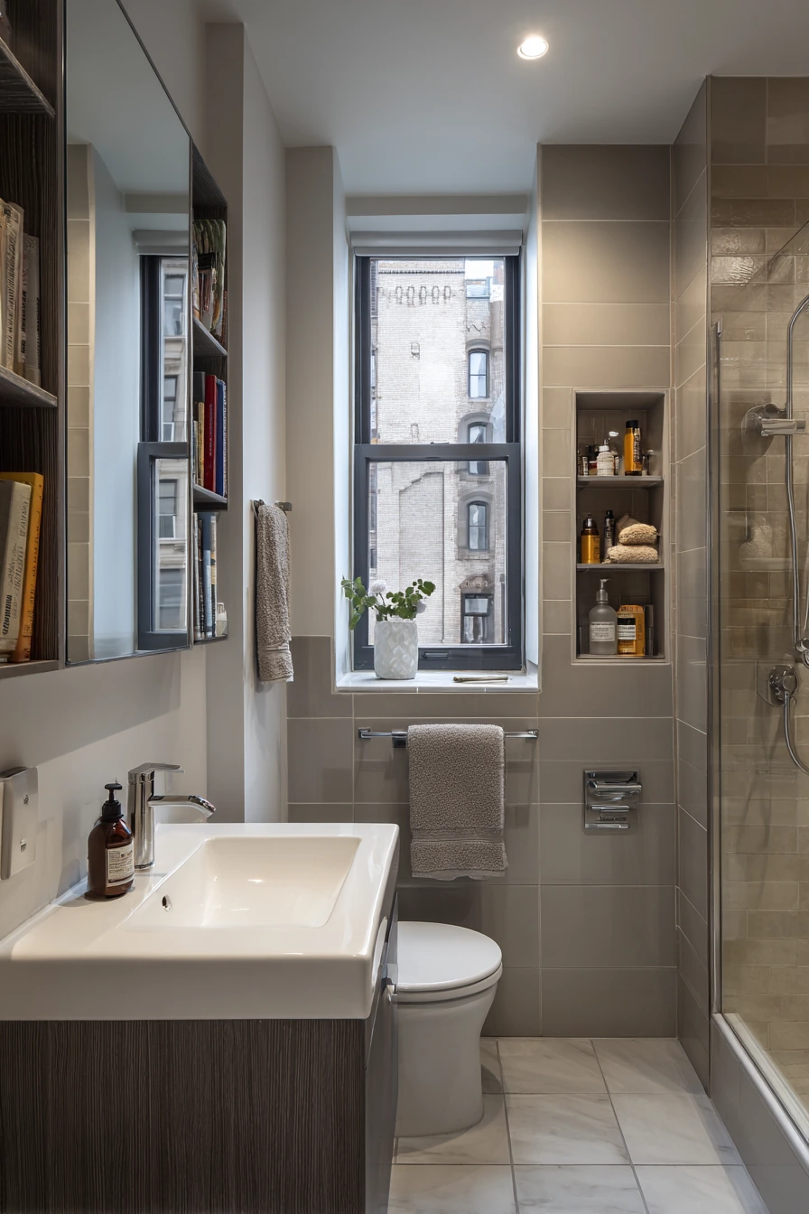 Small Teen Bathroom with Space-Saving Layout image 2