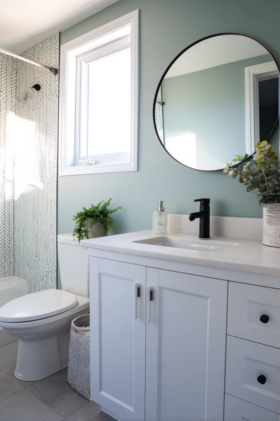 Modern Teen Bathroom with Bold Color Accents image 1