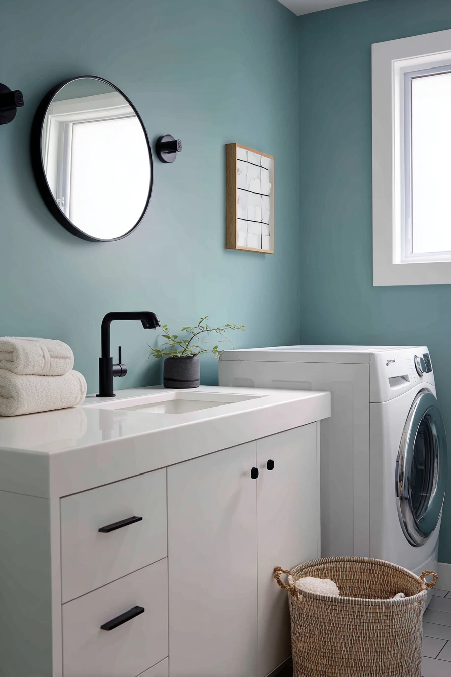 Modern Teen Bathroom with Bold Color Accents image 2